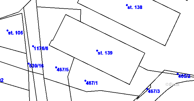 Parcela st. 139 v KÚ Keblov, Katastrální mapa