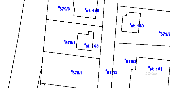 Parcela st. 163 v KÚ Keblov, Katastrální mapa