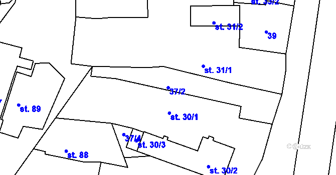 Parcela st. 37/2 v KÚ Keblov, Katastrální mapa