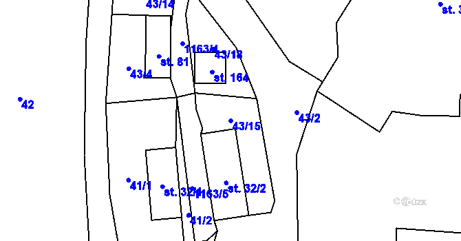 Parcela st. 43/15 v KÚ Keblov, Katastrální mapa