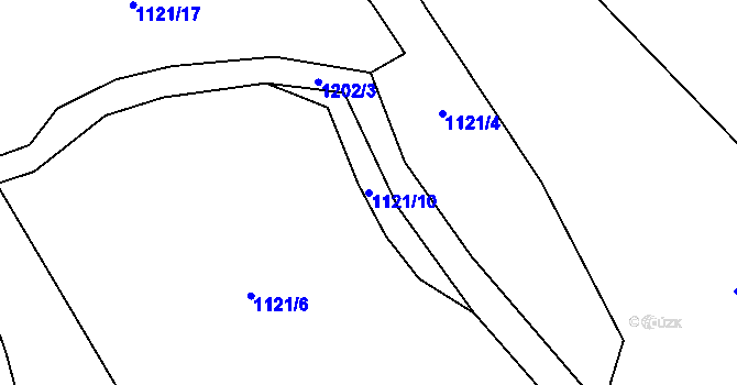 Parcela st. 1121/10 v KÚ Keblov, Katastrální mapa