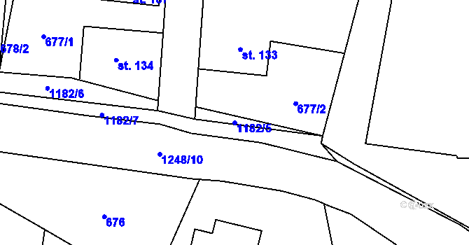 Parcela st. 1182/5 v KÚ Keblov, Katastrální mapa