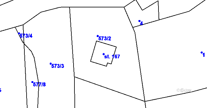 Parcela st. 167 v KÚ Keblov, Katastrální mapa