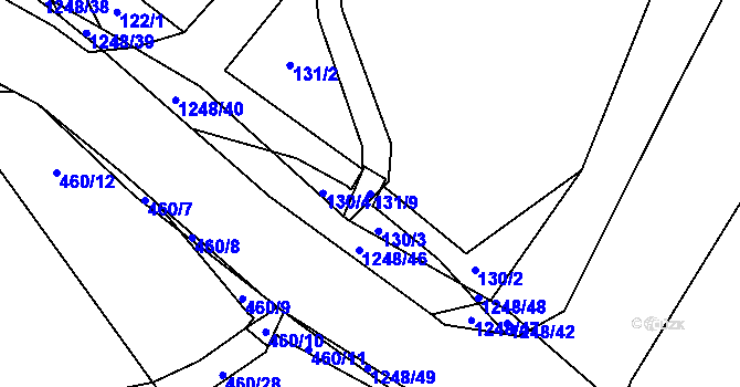 Parcela st. 131/9 v KÚ Keblov, Katastrální mapa