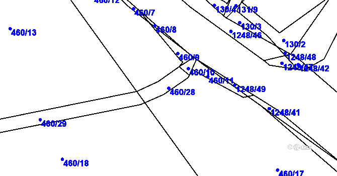 Parcela st. 460/28 v KÚ Keblov, Katastrální mapa