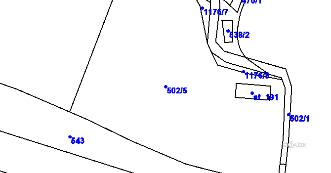 Parcela st. 502/5 v KÚ Keblov, Katastrální mapa