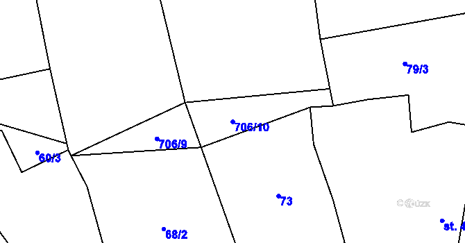 Parcela st. 706/10 v KÚ Keblov, Katastrální mapa