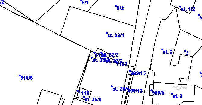 Parcela st. 32/3 v KÚ Kejnice, Katastrální mapa