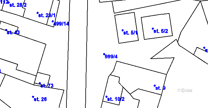 Parcela st. 999/4 v KÚ Kejnice, Katastrální mapa