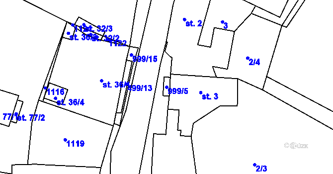 Parcela st. 999/5 v KÚ Kejnice, Katastrální mapa