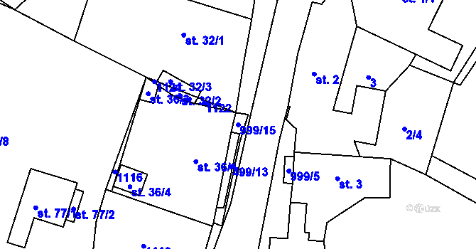 Parcela st. 999/15 v KÚ Kejnice, Katastrální mapa