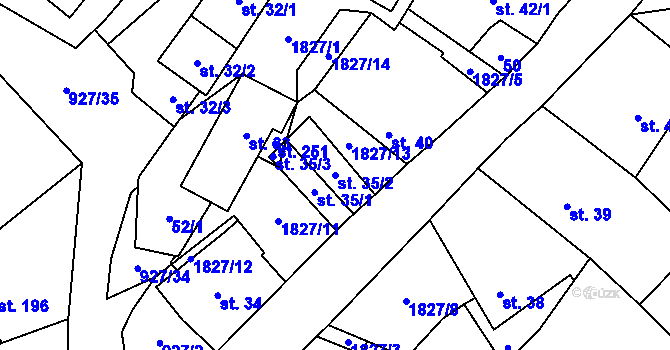 Parcela st. 35/2 v KÚ Kejžlice, Katastrální mapa