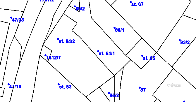 Parcela st. 64/1 v KÚ Kejžlice, Katastrální mapa