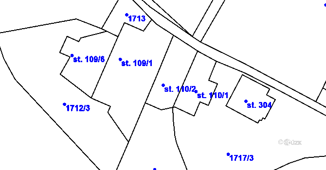Parcela st. 110/2 v KÚ Kejžlice, Katastrální mapa