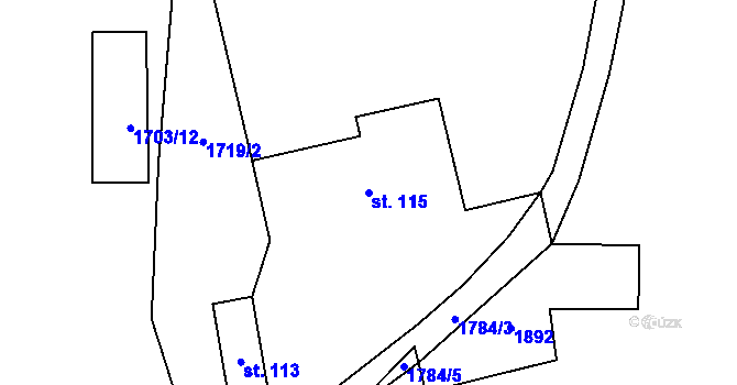 Parcela st. 115 v KÚ Kejžlice, Katastrální mapa