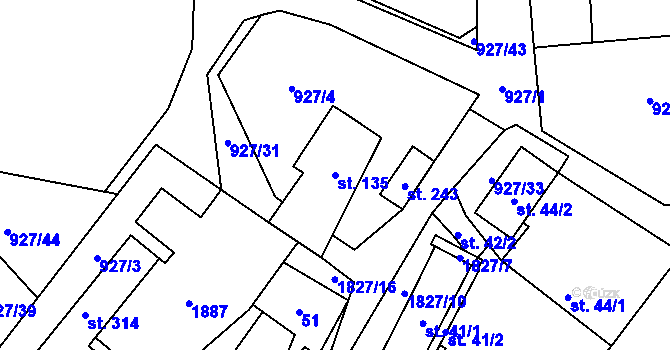 Parcela st. 135 v KÚ Kejžlice, Katastrální mapa