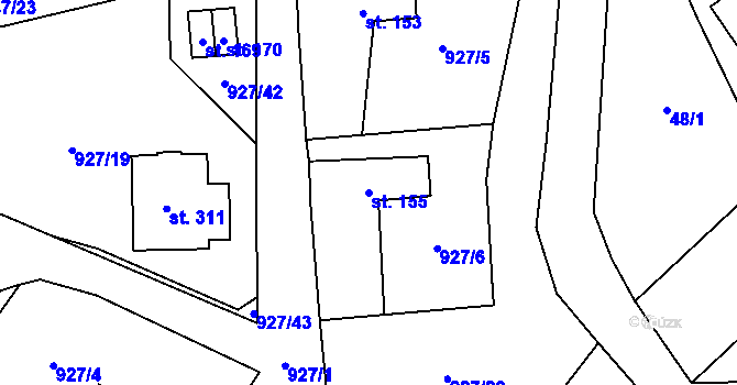 Parcela st. 155 v KÚ Kejžlice, Katastrální mapa