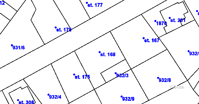 Parcela st. 168 v KÚ Kejžlice, Katastrální mapa