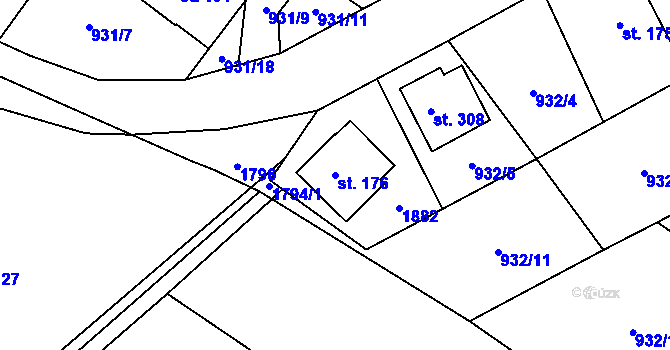 Parcela st. 176 v KÚ Kejžlice, Katastrální mapa