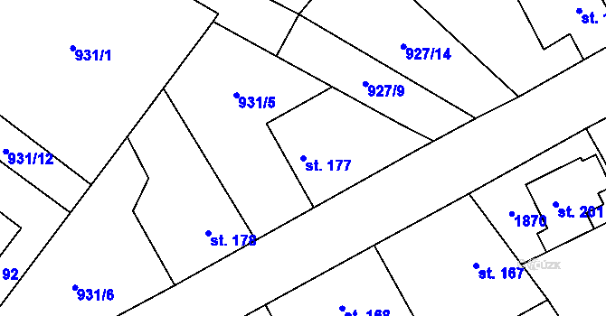 Parcela st. 177 v KÚ Kejžlice, Katastrální mapa