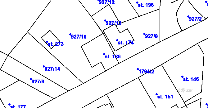 Parcela st. 186 v KÚ Kejžlice, Katastrální mapa