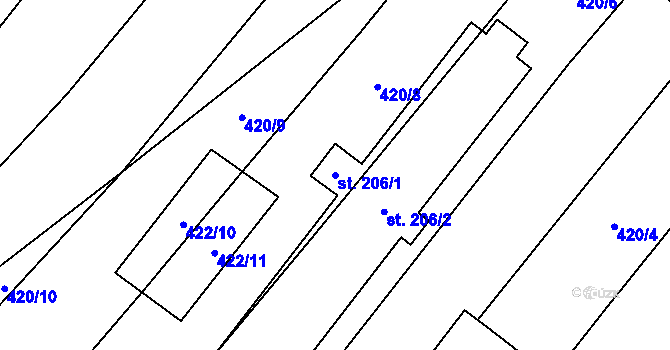 Parcela st. 206/1 v KÚ Kejžlice, Katastrální mapa