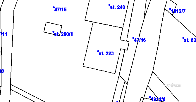 Parcela st. 223 v KÚ Kejžlice, Katastrální mapa