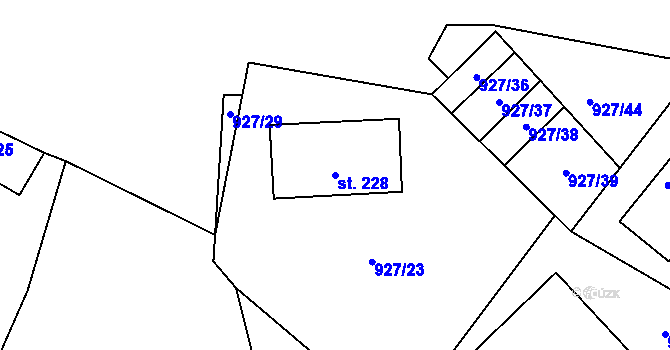 Parcela st. 228 v KÚ Kejžlice, Katastrální mapa