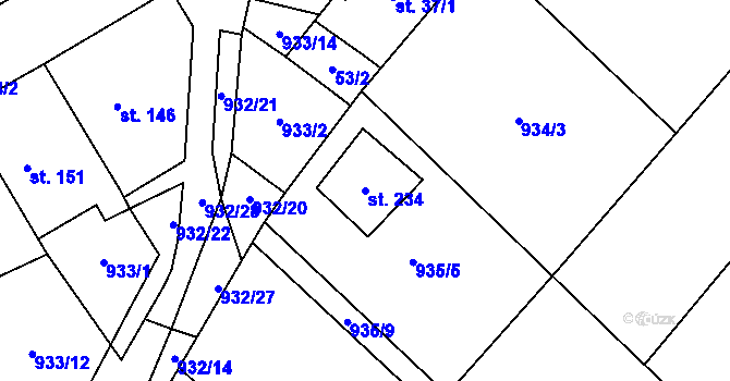 Parcela st. 234 v KÚ Kejžlice, Katastrální mapa