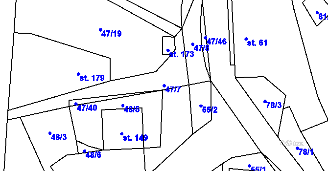Parcela st. 47/7 v KÚ Kejžlice, Katastrální mapa