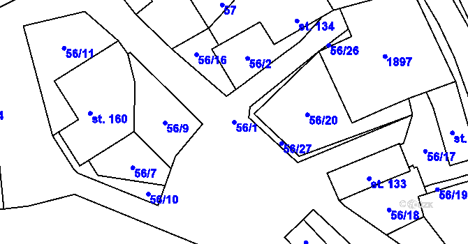 Parcela st. 56/1 v KÚ Kejžlice, Katastrální mapa