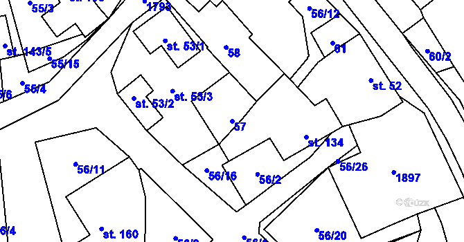 Parcela st. 57 v KÚ Kejžlice, Katastrální mapa