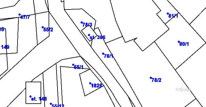 Parcela st. 78/1 v KÚ Kejžlice, Katastrální mapa