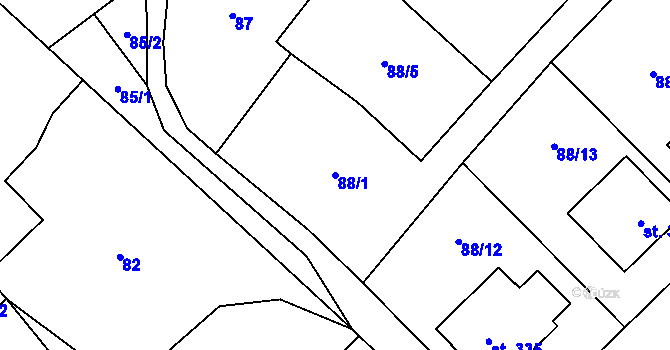 Parcela st. 88/1 v KÚ Kejžlice, Katastrální mapa