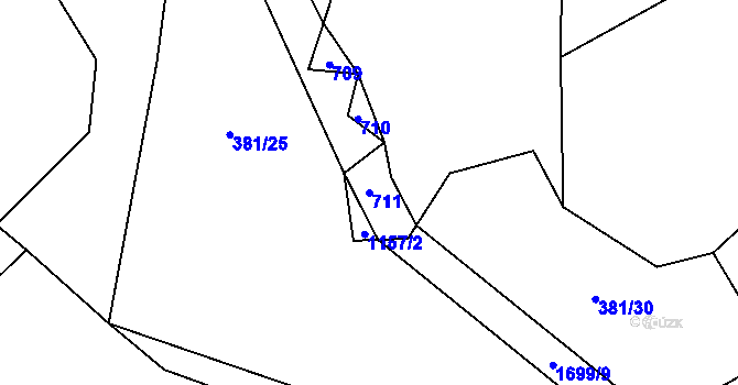 Parcela st. 711 v KÚ Kejžlice, Katastrální mapa