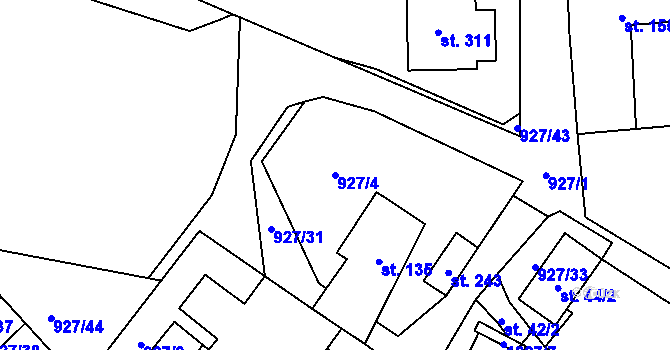 Parcela st. 927/4 v KÚ Kejžlice, Katastrální mapa