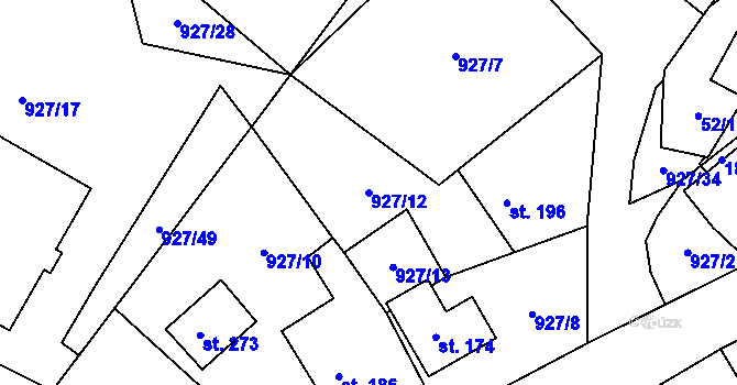 Parcela st. 927/12 v KÚ Kejžlice, Katastrální mapa