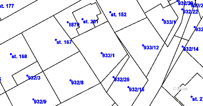 Parcela st. 932/1 v KÚ Kejžlice, Katastrální mapa