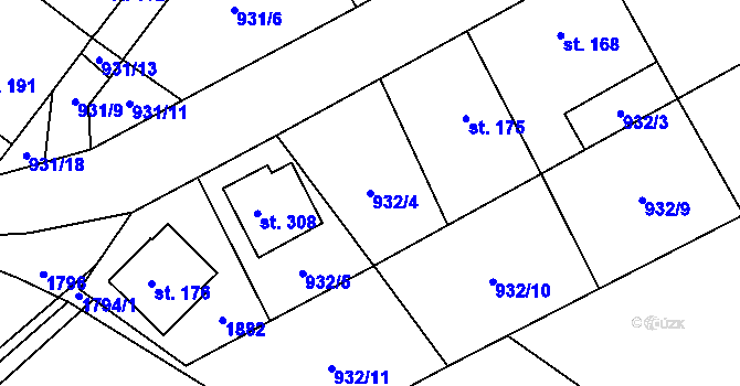 Parcela st. 932/4 v KÚ Kejžlice, Katastrální mapa