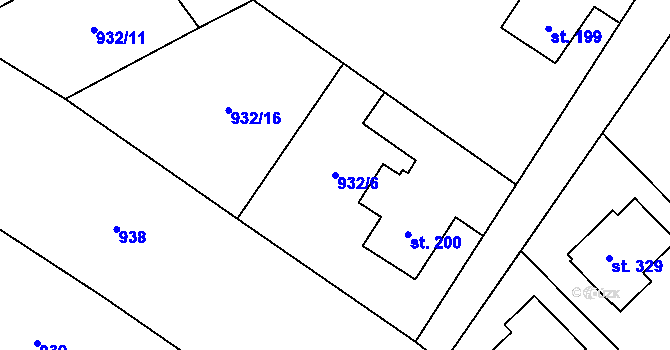 Parcela st. 932/6 v KÚ Kejžlice, Katastrální mapa