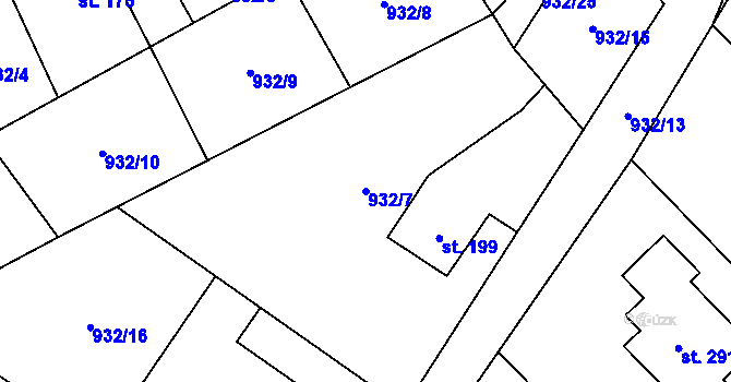 Parcela st. 932/7 v KÚ Kejžlice, Katastrální mapa