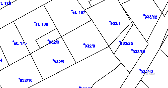 Parcela st. 932/8 v KÚ Kejžlice, Katastrální mapa