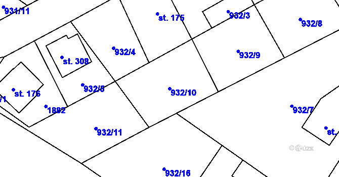 Parcela st. 932/10 v KÚ Kejžlice, Katastrální mapa