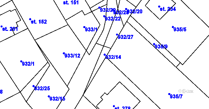 Parcela st. 932/14 v KÚ Kejžlice, Katastrální mapa