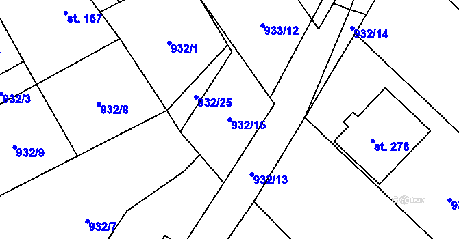 Parcela st. 932/15 v KÚ Kejžlice, Katastrální mapa
