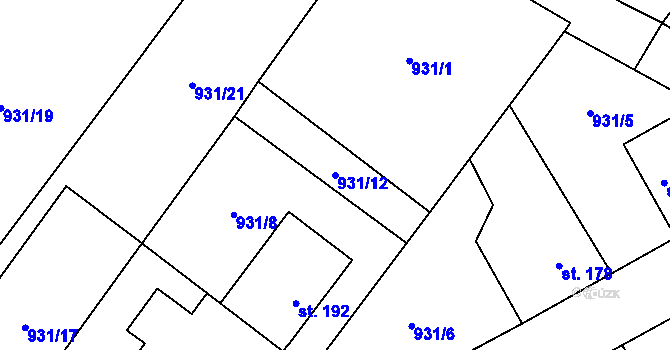 Parcela st. 931/12 v KÚ Kejžlice, Katastrální mapa