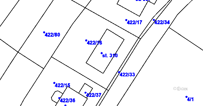 Parcela st. 310 v KÚ Kejžlice, Katastrální mapa