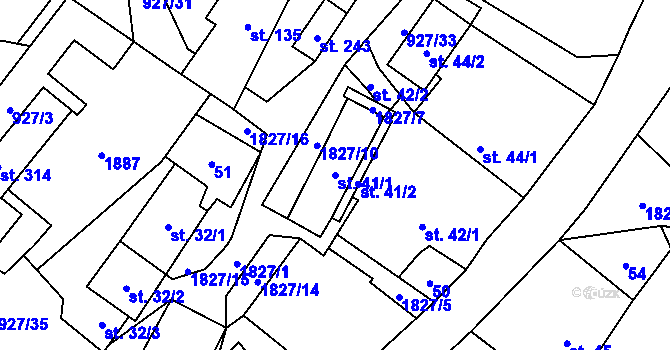 Parcela st. 41/1 v KÚ Kejžlice, Katastrální mapa