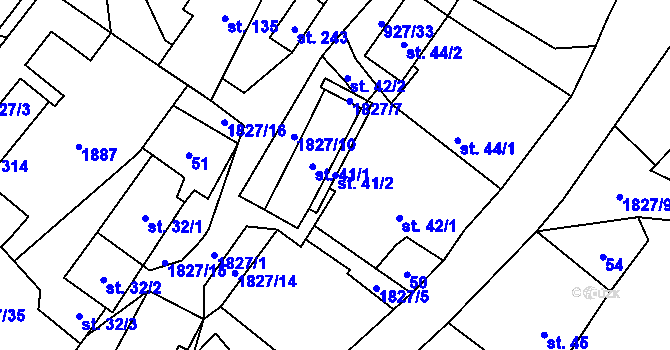 Parcela st. 41/2 v KÚ Kejžlice, Katastrální mapa