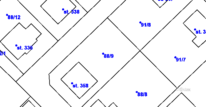 Parcela st. 88/9 v KÚ Kejžlice, Katastrální mapa